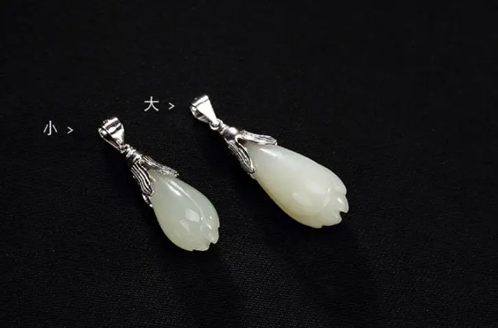 

Sterling S925 925 silver charm Natural stone ethnic Magnolia Pendant for women