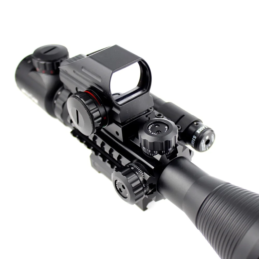 4-12X50 Illuminated Rangefinder Reticle Rifle Scope Holographic 4 Reticle Sight 11mm and 20mm Red Laser Combo RiflescopeIMG_7033