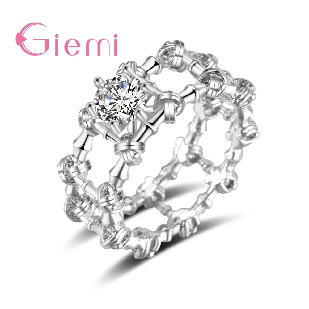 

Pore Silver Hollow ring For Women Simple Design Anel Pave Shiny AAA Cubic Zirconia Top Quality Fine Wedding Jewelry