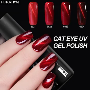 

Huration 3D Magnetic Red Cat's Eye Nail Gel Lacquer 6 Colors Nail Art Flame Primer UV LED Gel Varnish 8ML Nail Gel Polish Set