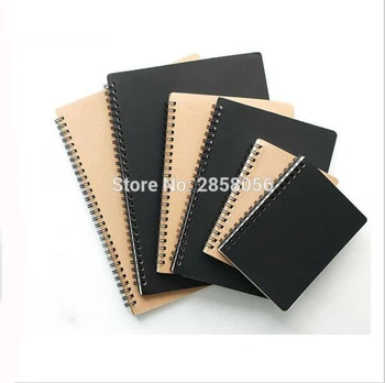 

small rings coil kraft notebook, A5 black kraft journal blank paper