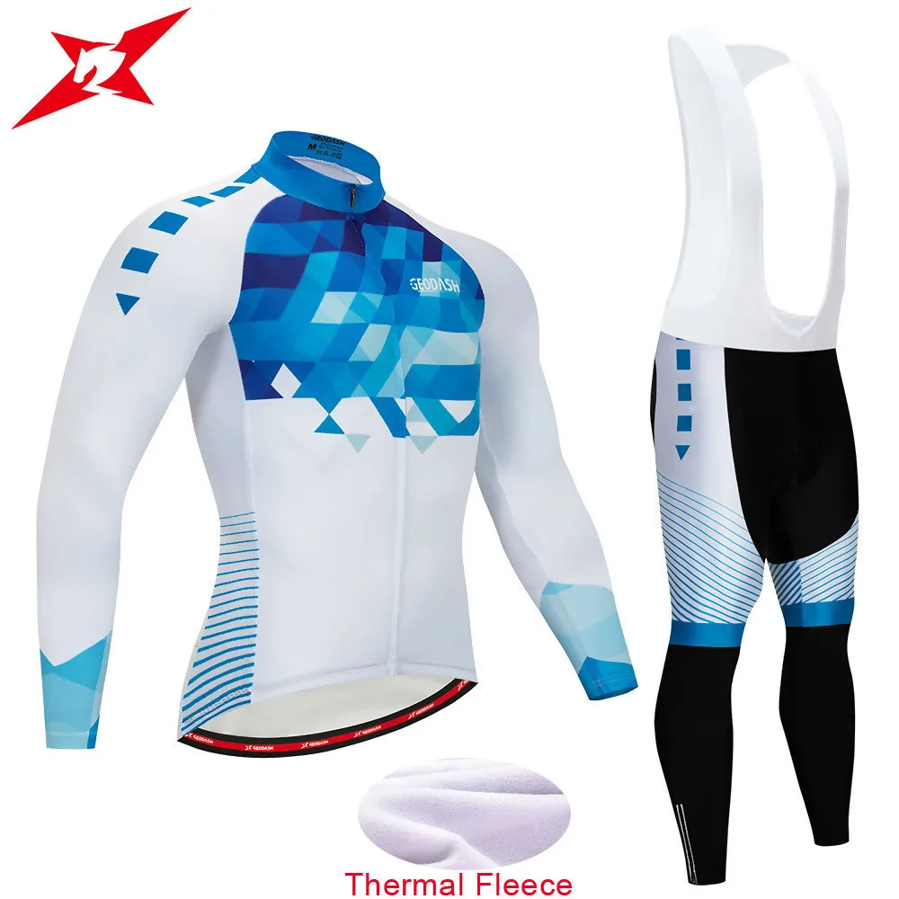 

GEODASH Good Quality Cycling Clothing Cycling Winter Men's Set Thermal Fleece Cycling Jersey Man GEL Pad Cycling Suits Man 2019