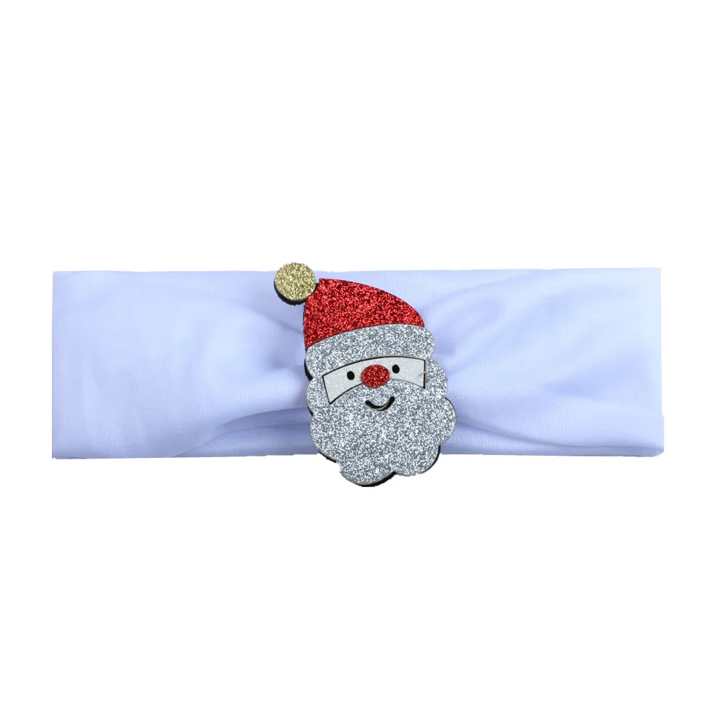 Рождественская хлопковая повязка на голову с блестками Санта Клаус для девочек, детская эластичная плотная повязка на голову, вечерние головные уборы, аксессуары для волос
