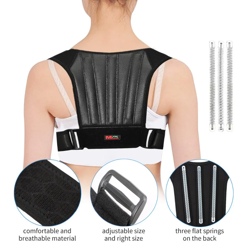 

Mumian Adjustable Springs Strong Sports Waist Brace Best Posture Corrector Back Shoulder Clavicle Support Brace for Men Women