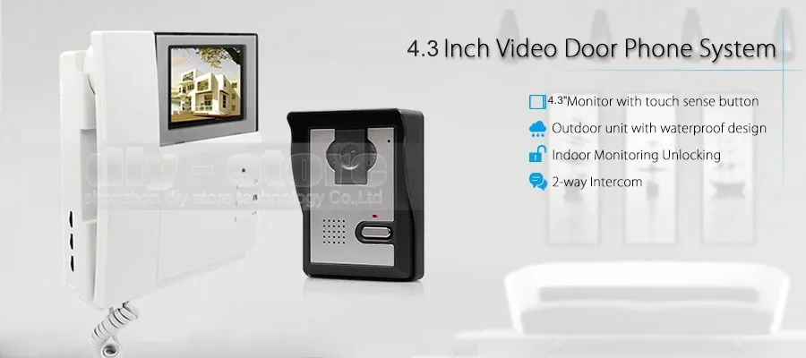 DIYSECUR 800x480 HD 4.3 inch Видеодомофон Video Door Phone дверной звонок 600TV Линии Наружный Блок для Дома/Офис Система Безопасности