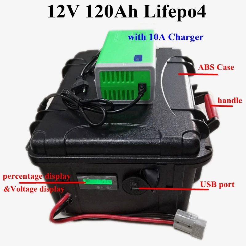 Waterproof 12V 120Ah LiFepo4 lithium battery pack BMS 100A for fishing