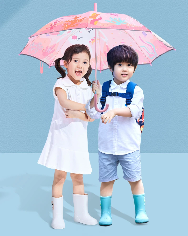 Детский зонтик для мальчиков и девочек зонт от солнца для детского сада учеников прозрачный зонтик с длинной ручкой