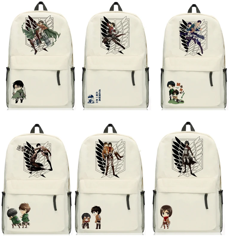 Anime Attack On Titan Rivaille Ackerman Backpack Cartoon Bags Oxford