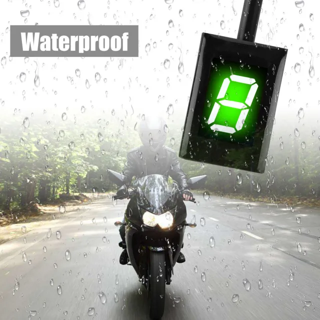 Motorcycle Gear Indicator Motorbike ECU Plug Mount 6 Speed Digital Gear Indicator Shift Lever Display for Kawasaki Green Display