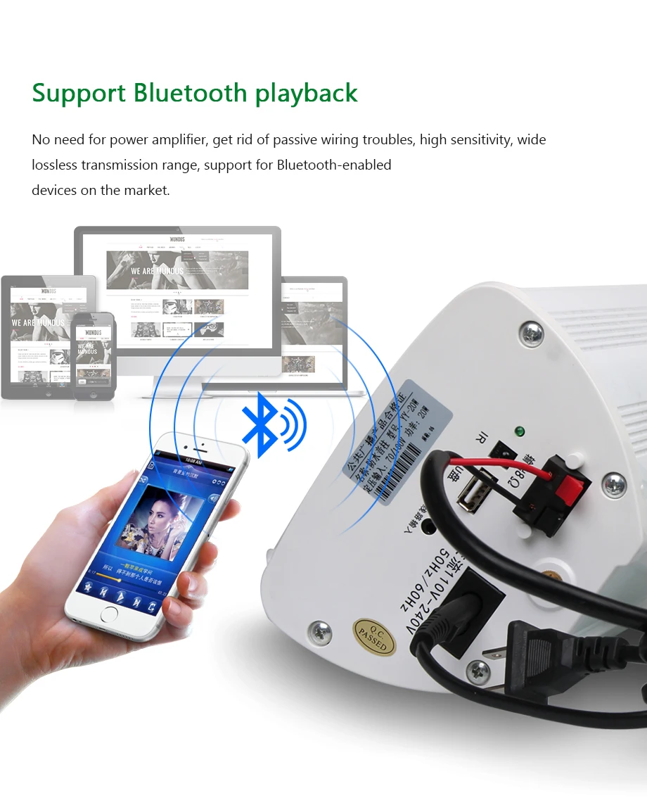 OUPUSHI YY-20W Bluetooth активная наружная звуковая колонка со встроенным усилителем и пультом дистанционного управления Водонепроницаемая пара