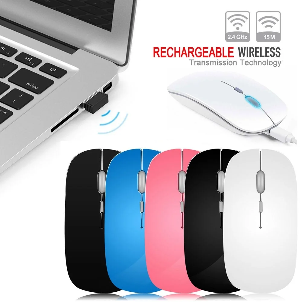

IceRay 2.4G USB Computer Rechargeable Wireless Mouse With Slient Button For PC Laptop