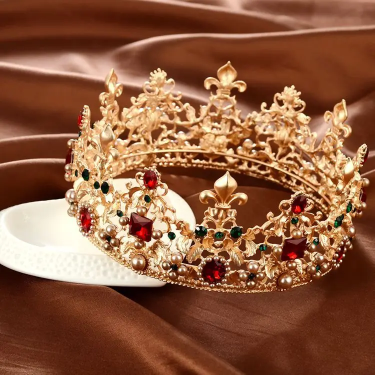 Accessories Hair Accessories Baroque Retro Luxury Pearl Crystal Gold Crown Bridal Wedding Jewelry Rhinestone Tiaras Crowns Pageant Dress Hair Accessories Tiara Svg
