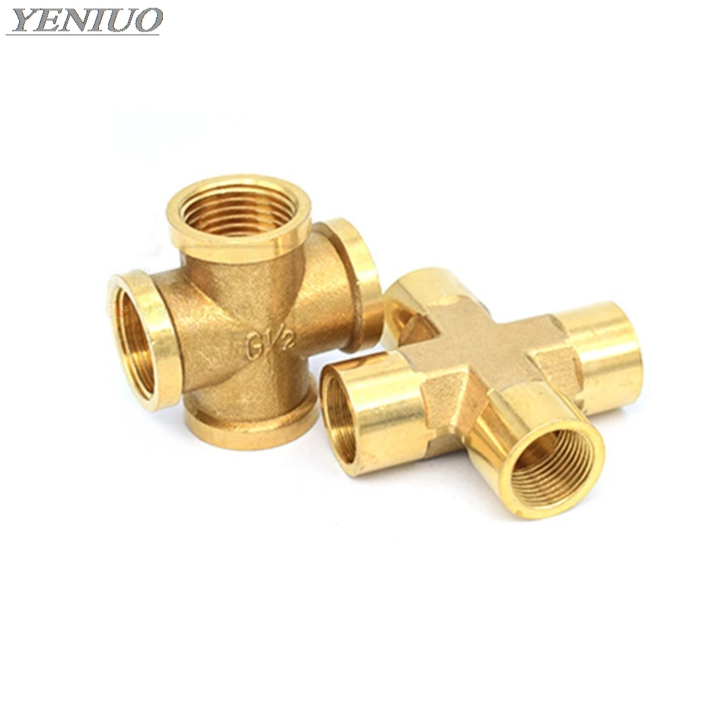 1/4"  Female BSPP Nickel Plated Brass Pipe Fitting Female Cross Connector 
