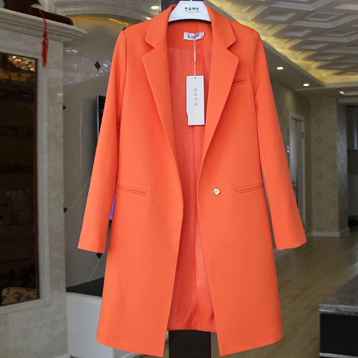 

high quality 2019 spring new small suit female Korean version of the long section large size suit was thin wild jacket autumn Ms