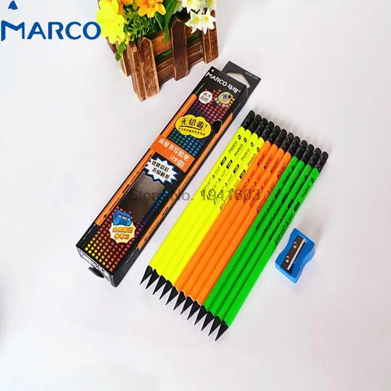 12 Pieces/Box Marco HB Black Wooden Triangle Cool ...