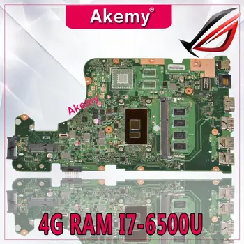 

Akemy X555UA Laptop motherboard For Asus X555UJ X555UF F555U X555UB X555UQ X555U 100% Test original mainboard 4G RAM I7-6500U