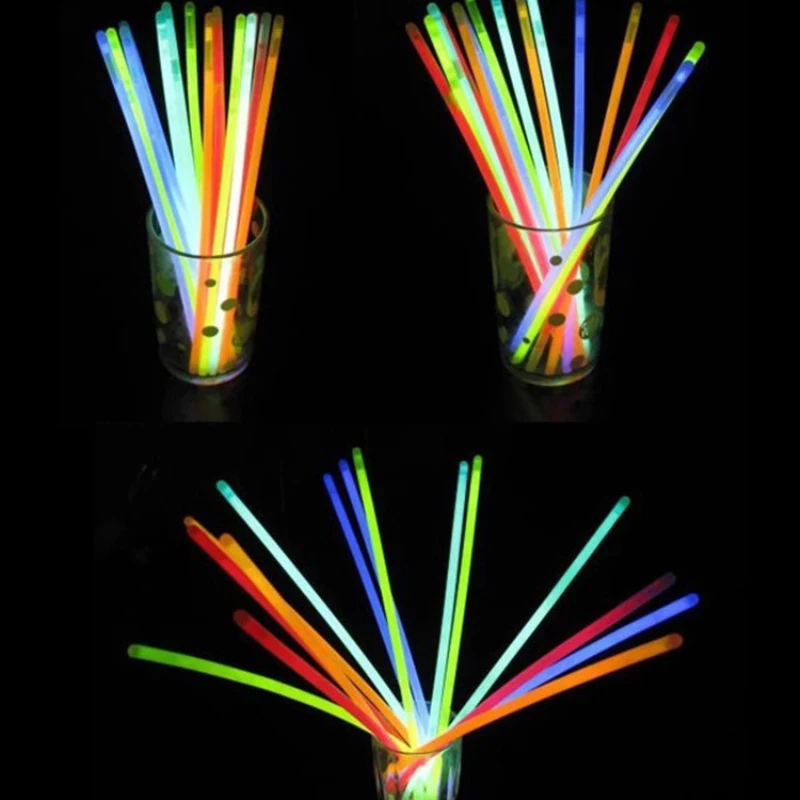 100 шт. вечерние Флуоресцентный светильник светящиеся палочки игрушка Браслеты ожерелья неоновая вывеска для Свадебная вечеринка ярко в темноте цветные светящиеся палочки