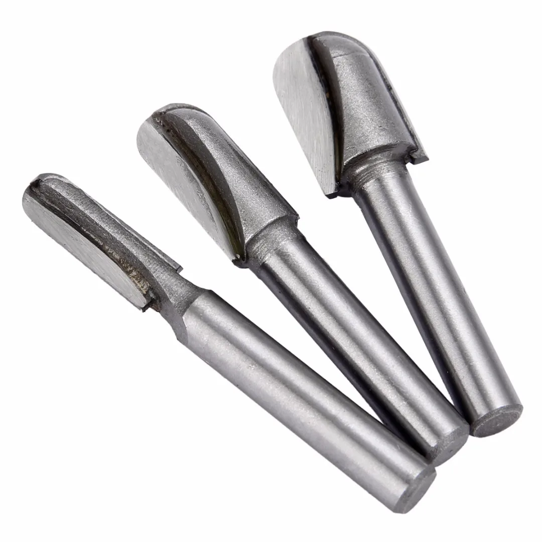 

3pcs 1/4" Shank Router Bits Template Ball Round Nose Router Bits Set 1/4" 3/8" 1/2" Diameter For Woodworking Tools