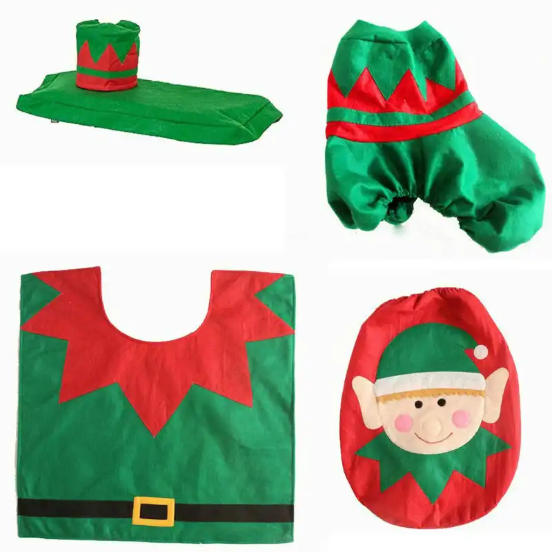 3 Unids Set Elves De Navidad Juego De Bano Tapa De Bano De Navidad Mas Almohadilla Anadir Cubierta De Tanque De Agua Conjunto De Toallas De Papel Para Bano Decor5zhh147 Sets Christmas Pcs Setbathroom
