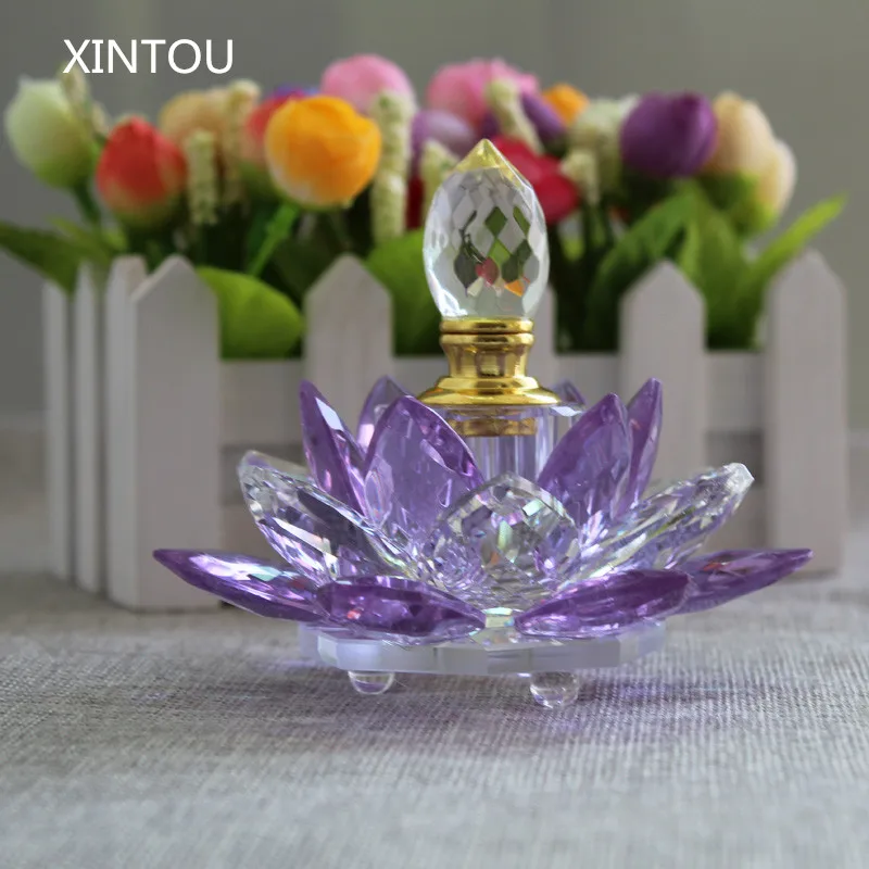 XINTOU фиолетовый цветок лотоса Хрустальная бутылочка для выдувания автомобиля декоративная бутылка для парфюма 10 мл-15 мл домашний декор бутылка для воды для специй