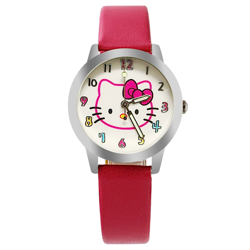 Рисунок Hello Kitty детские часы для девочек с героями мультфильмов малышей и кожаным