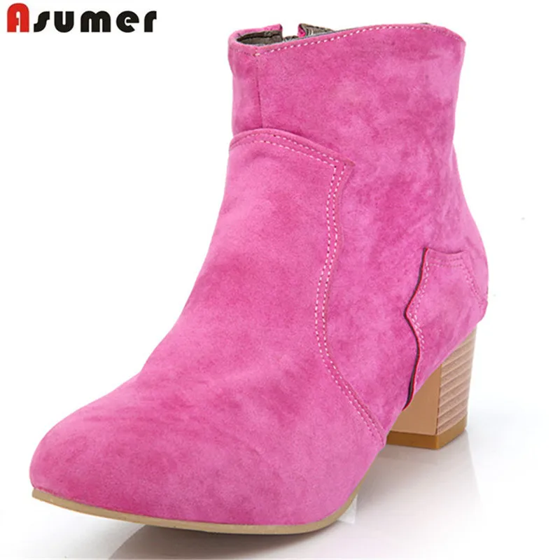 

ASUMER new arrive women boots fashion flock zipper spring autumn ankle boots elegant comfortable lady boots