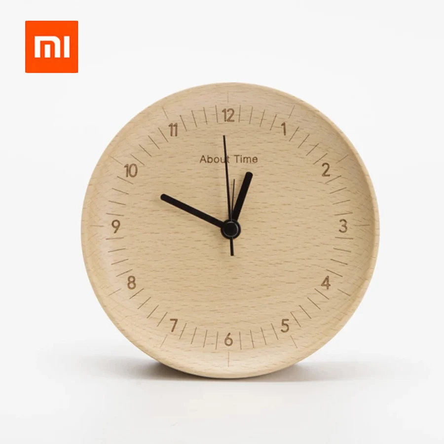 

Original Xiaomi Mijia About Time Alarm Clock Mute Movement Wooden Wood Desktop Table Clocks Watch For Office Xiaomi Smart Home