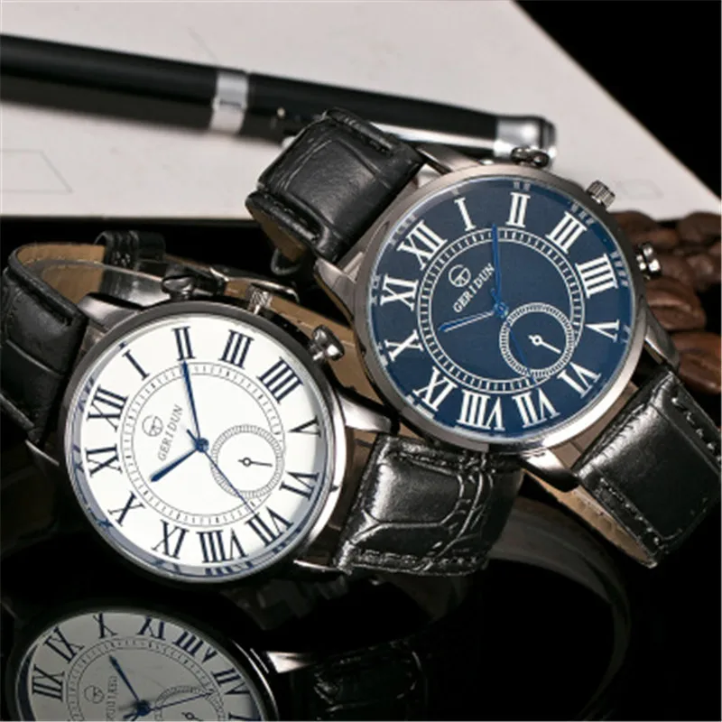 

New Fashion Men Watches Leather Quartz Wristwatches 30M Waterproof Chronograph Sport Date Leather Band Watches montre homme