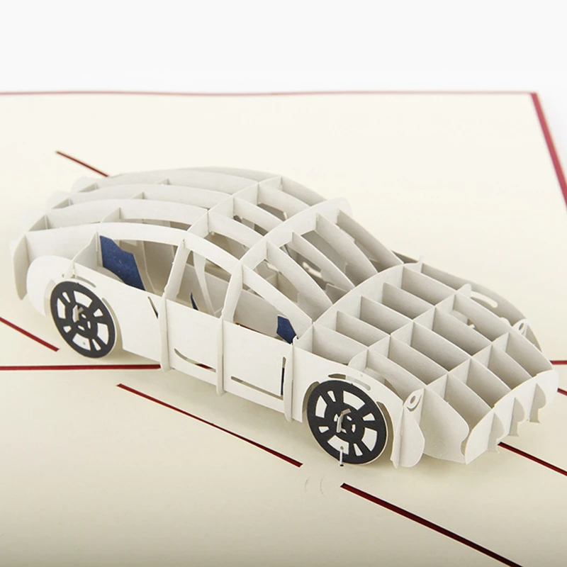 10 Pieces Lot En Gros Nouveau Fait A La Main 3d Sport Voiture Anniversaire Carte De Voeux Couverture Rouge Noel Cartes De Voeux Livraison Gratuite Aliexpress