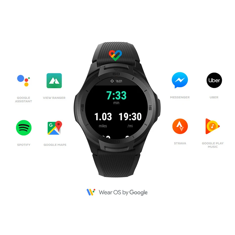 [Сток] Global Ticwatch S2 носить ОС Google Смарт часы Bluetooth wifi 5ATM водонепроницаемые Смарт-часы трекер сердечного ритма здоровья