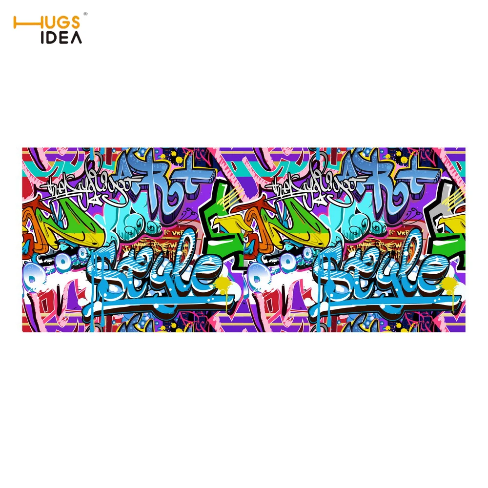 

HUGSIDEA Street Graffiti Printing Anti-Slip Stair Carpet Felt Floor Balcony Mat Punk Style Soft Stairs Tread Protector Area Rugs