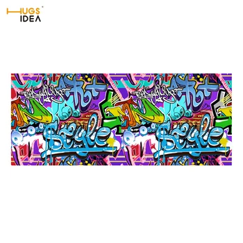 

HUGSIDEA Street Graffiti Printing Anti-Slip Stair Carpet Felt Floor Balcony Mat Punk Style Soft Stairs Tread Protector Area Rugs