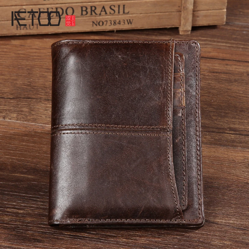 AETOO мужской кожаный ретро короткий кошелек для денег масло воск Мужской винтажный кошелек