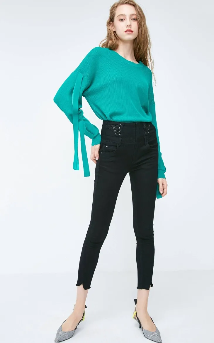 Vero Moda женские Стрейчевые джинсы с высокой талией на шнуровке | 318349575