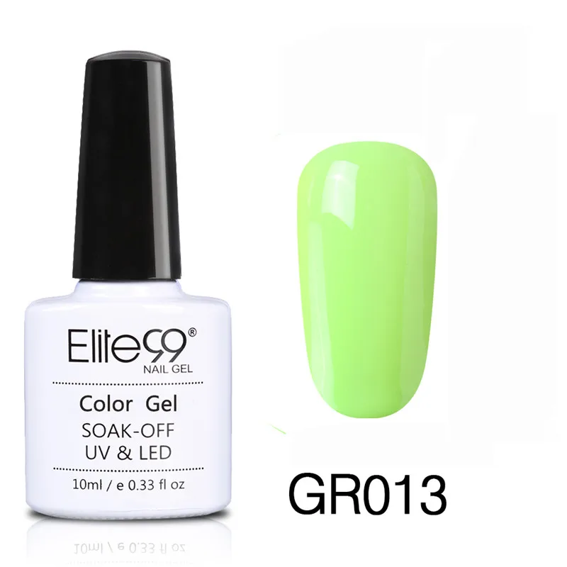 Elite99 10 мл зеленый цвет УФ светодиодный Гель-лак для ногтей Гель-лак DIY Дизайн ногтей Гибридный лак удаляющийся замачиванием Гель-лак GelLak - Color: GR013