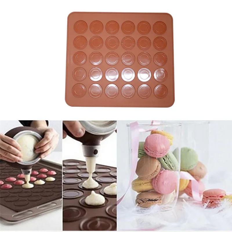 

30 holes round silicone non-stick baking pastry mats macaron mat pad chocolate cake mold for microwave oven