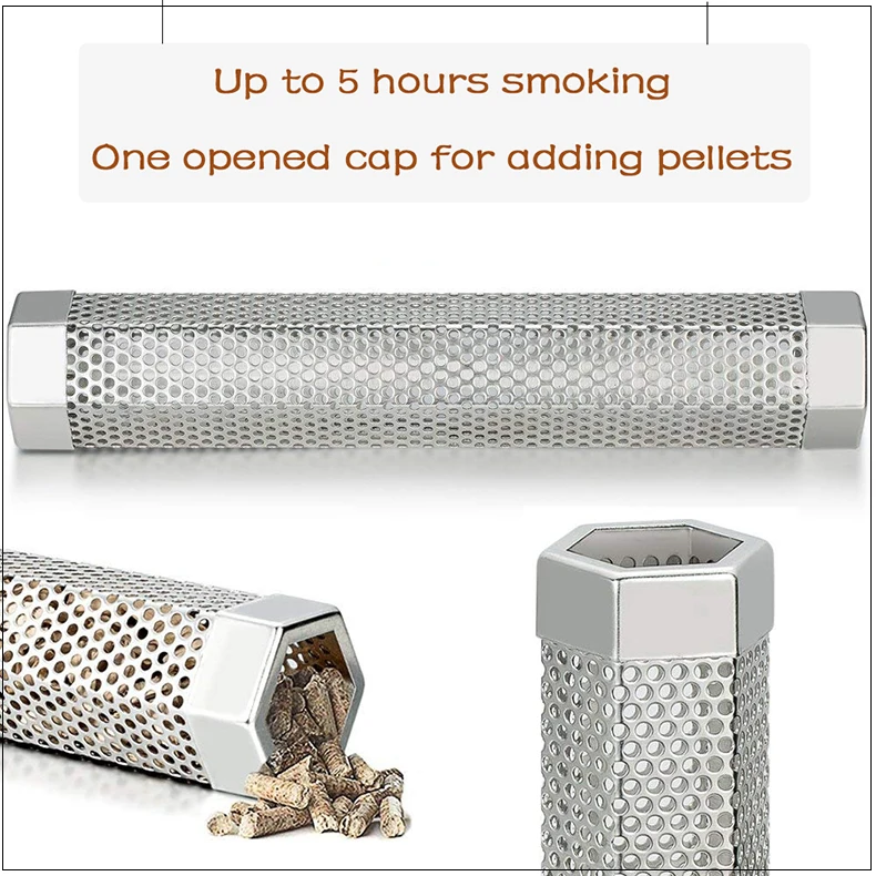 BBQ Stainless Steel Perforated Mesh Smoker Tube Filter Hot Cold Smoking P*CBL. 