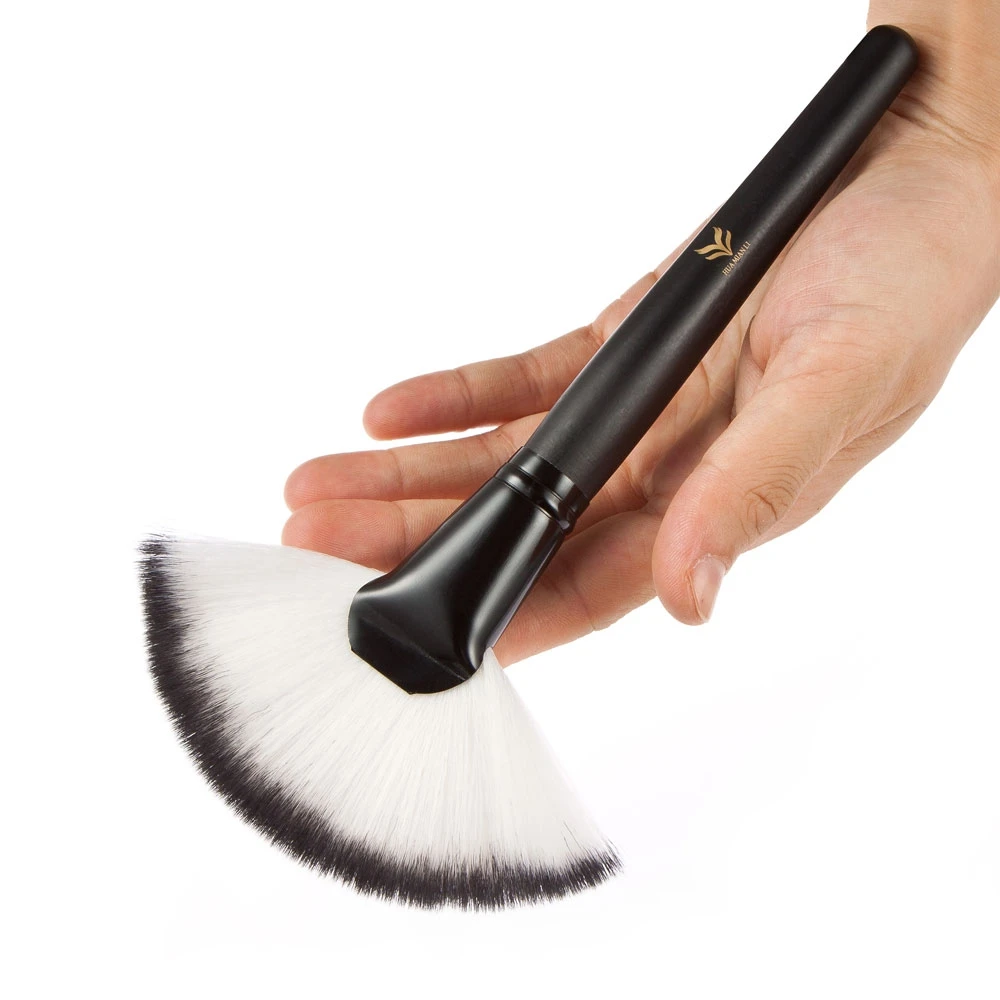 

Portable Sector Black Makeup Powder Blush Brush Pro Professional Flat Contour Foundation Blush Brush Face Makeup Big Brushes2