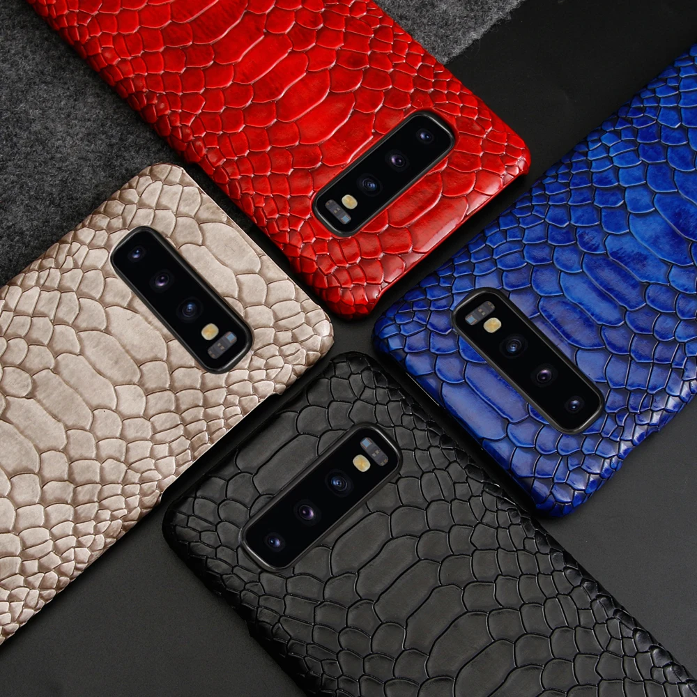 

For Samsung Galaxy S10 Plus S10e S8 S9 Plus Note 8 Note 9 Case Snake Crocodile Skin PU Leather Hard Back Cover Shockproof Shell