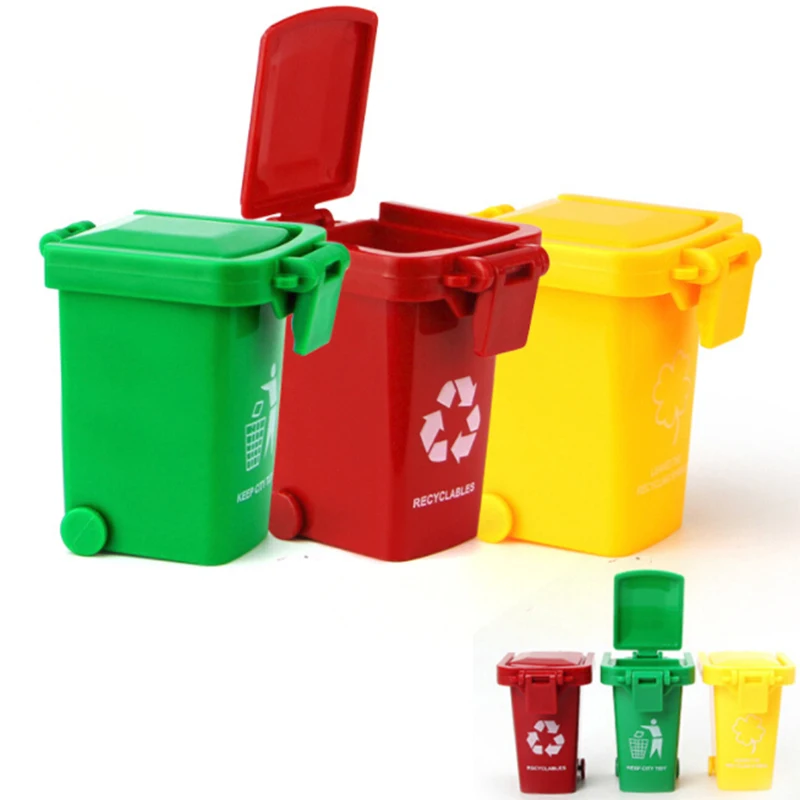 

Mini Trash Curbside Toys Truck Storage Sanitation Garbage Plastic Kids Xmas Gift Game 3pcs 3 colors 2018 Latest