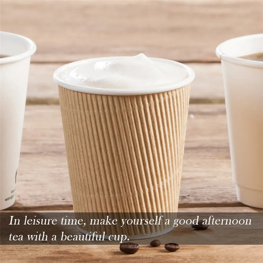 

New Disposable Coffee Paper Cups 50pcs 8/12 Oz Paper Cups White Disposable White Hot Coffee Paper Cups 0619#30