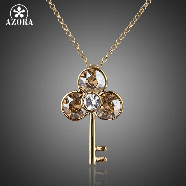 

AZORA Ancient Keys Gold Color Stellux Austrian Crystal Water Drop Pendant Necklace TN0044