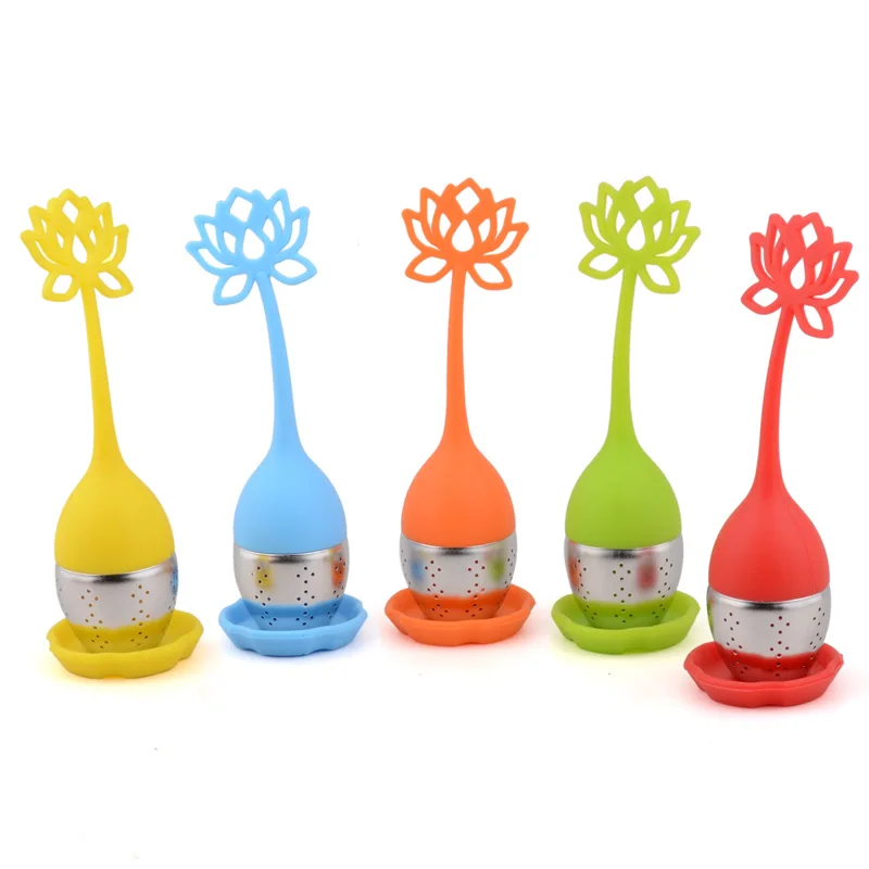 Silicone Tea Strainer Cute Protable Lotus Shaped Tea Bags Filter Stainless Steel Loose Leaf Herb
