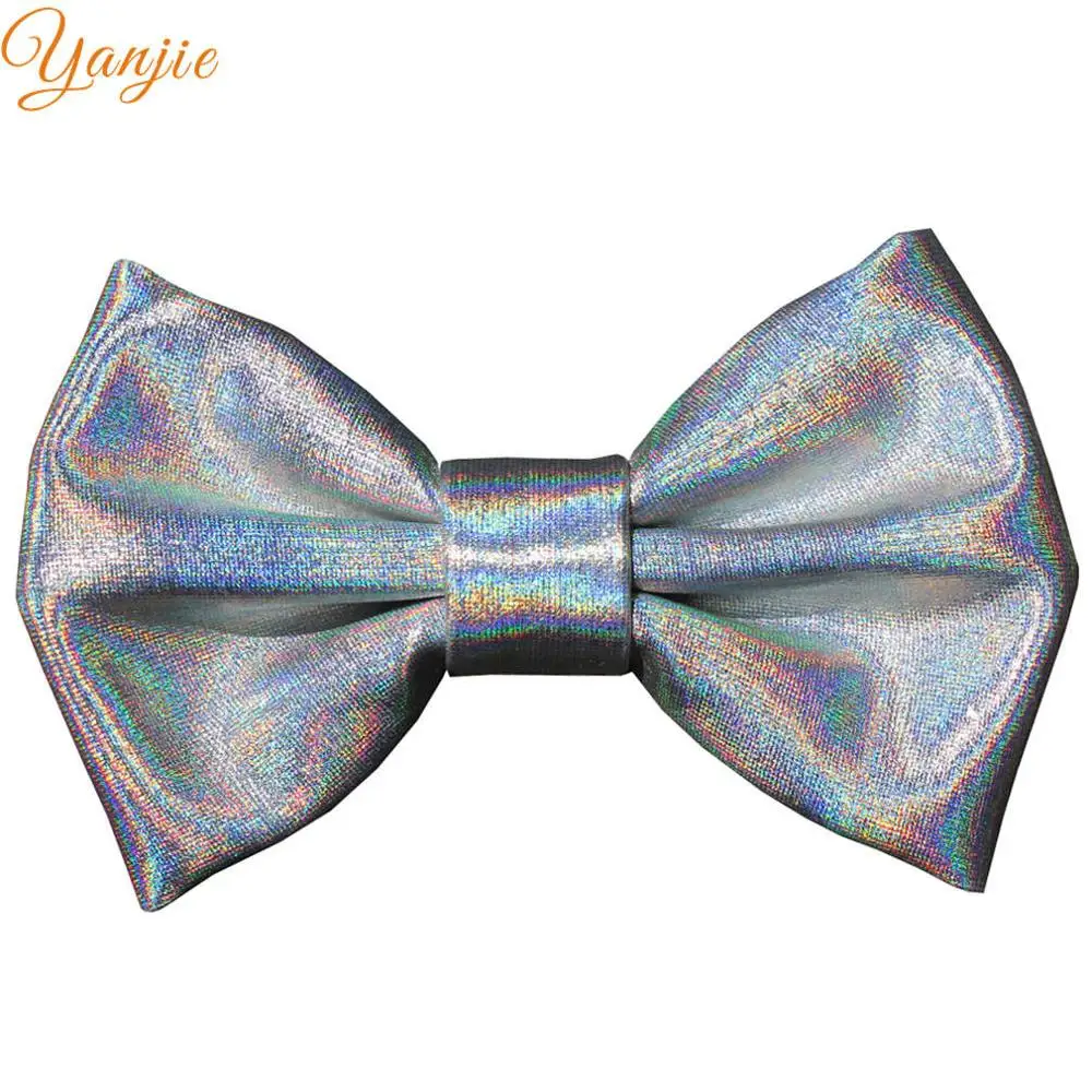 silver iridescent 10 шт./лот 4 ''блеск шутовская бабочка с металлическим блеском Заколки для волос для детей младшего и старшего возрастов комплект из резинки для волос для девочек Hairbow головная повязка, аксессуары для волос - Цвет: silver iridescent