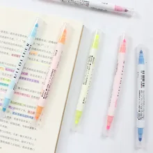 Coloffice 1PC Double-Head Highlighter Student Color Pens Key Line Marking Pen Oblique Head Graffiti Marker Pen Kids Stationery
