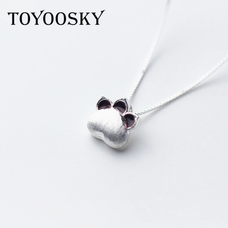 925 Sterling Silver Necklace Feet Design Cat Footprints Chain Necklaces &amp Pendants Fashion Women Jewelry | Украшения и