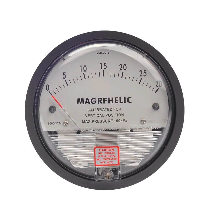 0 30PA Micro Differential Pressure Gauge High Precision Round Type
