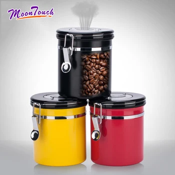 

Stainless Steel Coffee Can With Exhaust Valve Storage Tank Coffee Bean Sealed Cans Storage Tanks Storage Jars Dried Fruit Tools