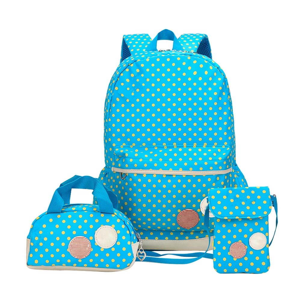 

3PCS/Set High Density Ergonomics School Bag Set Bow Knot Lightweight Non Pressure Mesh Fashion Waterproof Cute Kids Dot Backpack