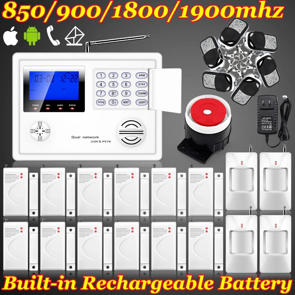 

IOS/Android App Set Wireless/wired PSTN GSM System House PIR remote Home Burglar Intruder Alarm System +Wireless Detector 4 Band